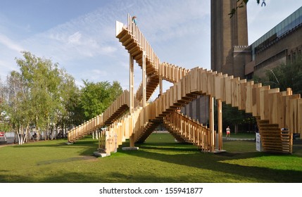 LONDON - SEPTEMBER 24. Endless Stair Has 15 Interlocking Staircases With 187 Steps, Made In American Tulipwood, Inspired By The Art Of MC Escher, At Tate Modern On September 24, 2013 In London, UK. 