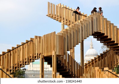 LONDON - SEPTEMBER 24. Endless Stair Has 15 Interlocking Staircases With 187 Steps, Made With American Tulipwood, Inspired By The Art Of MC Escher, At Tate Modern; September 24, 2013 In London, UK. 