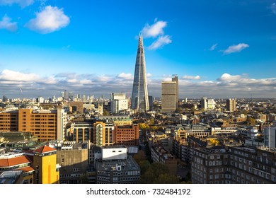 London Skyline Panorama At Sunny Day