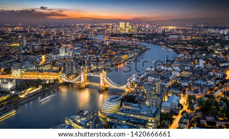 London Skyline with Tower Bridge at twilight