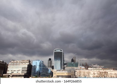 London Skyline under foreboding clouds