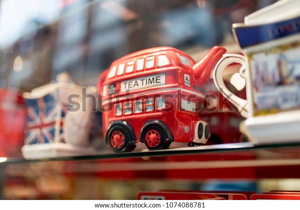 London Souvenir Shop Displaying British Souvenirs Stock Photo