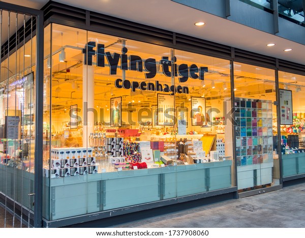 London, Spitalfields Market, UK. May 21st 2020:\
Flying Tiger Copenhagen store front. Is a Danish variety store\
chain. Temporarily closed due to coronavirus, covid-19 outbreak.\
London Lockdown.
