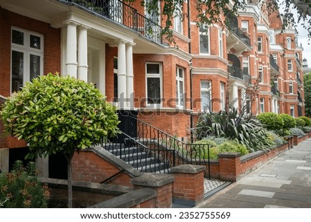 London- Street of upmarket red brick townhouses in Maida Vale area of Paddington, North West London