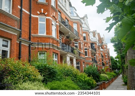 London- Street of upmarket red brick townhouses in Maida Vale area of Paddington, North West London