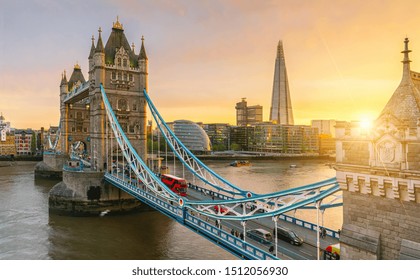 London Tower Bridge, the UK. Sunset with beautiful clouds - Powered by Shutterstock