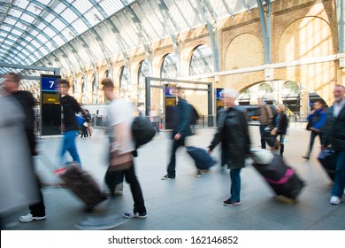 London Train Tube Station Blur People Movement In Rush Hour 