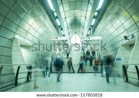 London travelers movement in tube train station