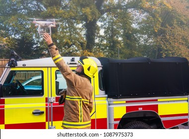 London UK 01-09-2017 Firefighters Using Drone Technology