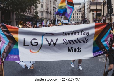 London  UK - 02 07 2022: London Gay Symphonic Winds Celebrating London LGBTQ Pride Parade