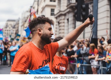 London  UK - 02 07 2022: Youth Shtop AIDS Organization At London LGBTQ Pride Parade