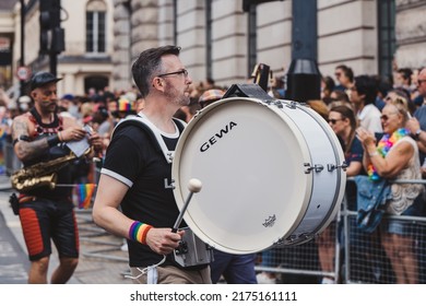 London  UK - 02 07 2022: London Gay Symphonic Winds Celebrating London LGBTQ Pride Parade