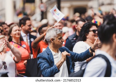 London  UK - 02 07 2022: Mayor Of London Sadiq Khan At London LGBTQ Pride Parade