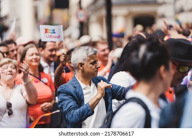 London  UK - 02072022: Mayor Of London Sadiq Khan At London LGBTQ Pride Parade