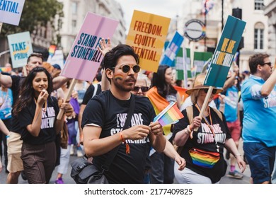 London  UK - 02072022: Stonewall Organization Employees Celebrating London LGBTQ Pride Parade