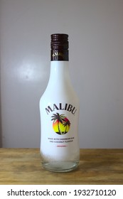 London, UK - 03 08 2021: Malibu Coconut Flavoured Alcoholic Beverage.