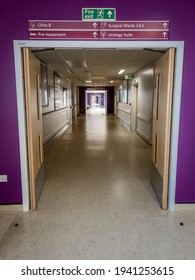 London. UK- 03.22.2021: Interior View Of A National Health Service General Hospital Or Hospital Trust Showing Its Corridors.