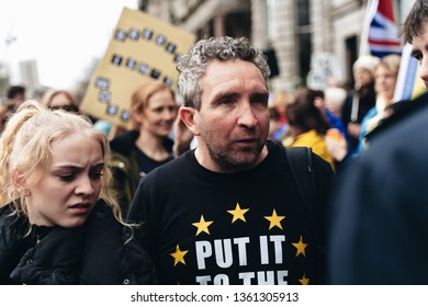 London / UK - 03/23/2019: Actor Eddie Marsan Protesting At Brexit March