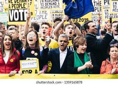 London / UK - 03/23/2019: Sadiq Khan At Brexit March