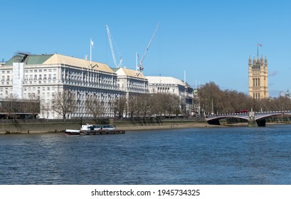 London. UK- 03.29.2021: Exterior View Of The Building Of The British Secret Intelligence Agency MI5 Responsible For Domestic Counter Intelligence And Security.