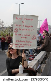 London, UK - 04/17/2019 : Extinction Rebellion Protesters Holding Waterloo Bridge For The 3rd Day And Night In Protest Against Climate Change, 1000+ Arrests By Police Across London Stock Photo