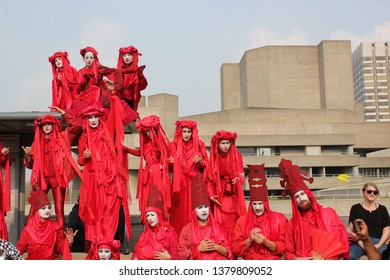 London, UK - 04/17/2019 : Extinction Rebellion Protesters Holding Waterloo Bridge For The 3rd Day And Night In Protest Against Climate Change 1000+ Arrests By Police Across London Stock Press Photo 