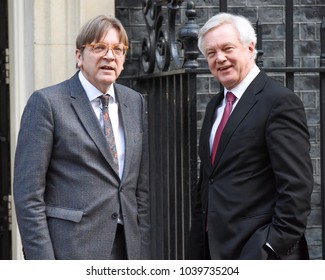 London, UK. 06 March, 2018. The Prime Minister And Secretary Of State For Exiting The European Union David Davis Meet Leader Of The Alliance Of Liberals And Democrats For Europe Guy Verhofstadt.