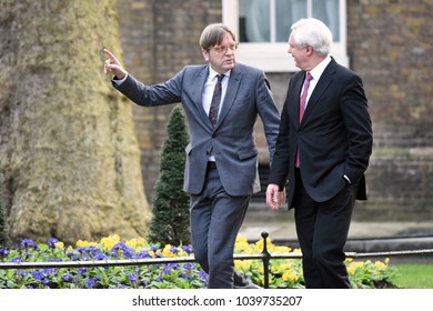 London, UK. 06 March, 2018. The Prime Minister And Secretary Of State For Exiting The European Union David Davis Meet Leader Of The Alliance Of Liberals And Democrats For Europe Guy Verhofstadt.