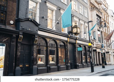 London / UK - 06/06/2020: Tiffany & Co Shop In London Prepared For Looting During The Protests Of BLM