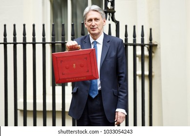 London, UK. 08 March, 2017. Chancellor Departs No 11 With Red Box.