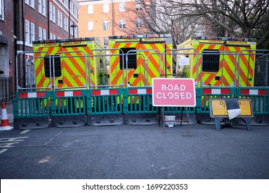 London, UK - 09 April 2020: Rear View Of Temporary Ambulance Park In Causton Street, Westminster London Outside Westminster Ambulance Station