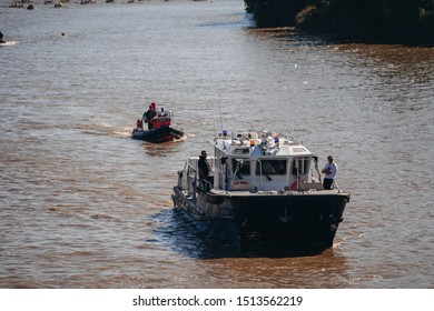 London / UK - 09/14/2019: Lifeguard At The Great River Race On Thames