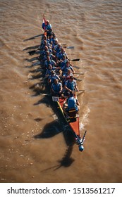 London / UK - 09/14/2019: Rowers At The Great River Race On Thames