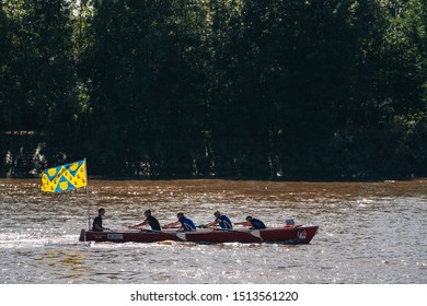 London / UK - 09/14/2019: Rowers At The Great River Race On Thames