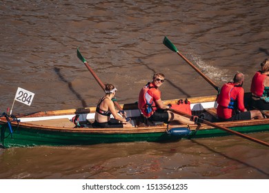 London / UK - 09/14/2019: Rowers At The Great River Race On Thames