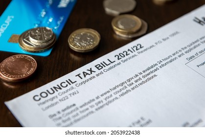 London. UK. 10.07.2021. Close Up Of A Council Tax Bill. Local Authority Taxation To Finance A Range Of Services.