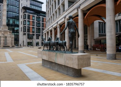 London. UK- 10.12.2020: The Sculpture In Paternoster Square In Front Of The London Stock Exchange Building.