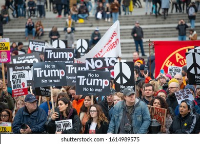 London, UK. 11th January 2020. Anti-war Protesters At Trafalgar Square, London, Listening To Speakers Campaigning For Peace & De-escalation In The Middle East At The 