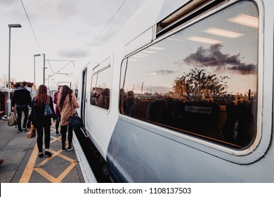 LONDON, UK - 11th March 2017. People Are Getting On The Train.