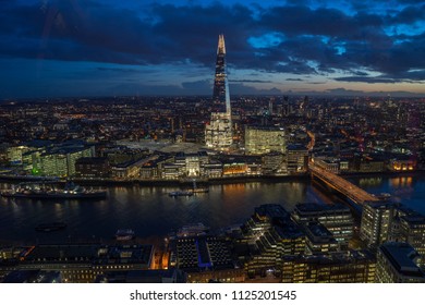 London, UK - 12 February 2018: View From The Rooftop Sky Garden At Night