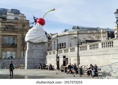 London, UK - 13 February 2021: Fourth Plinth 'The End', Trafalgar Square, London