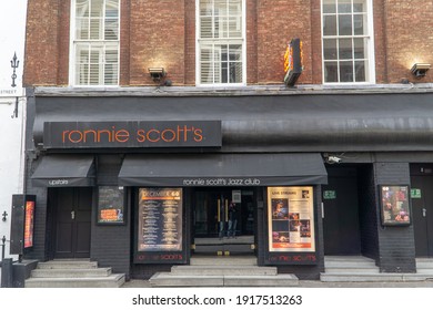 London, UK - 13 February 2021: Ronnie Scott's Famous Jazz Bar And Club In Soho, London