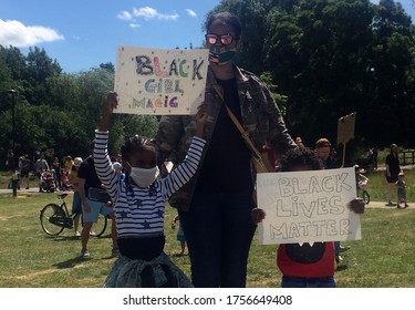 London, UK - 13/6/2020: 'Black lives matter' children's protest by Tottenham, Haringey kids march with family's peaceful