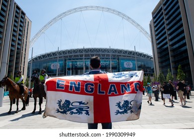 London, UK. 13th June 2021. England fans exicted prior to the UEFA Euro 2020 Championship Group D match between England and Croatia at Wembley Stadium. 