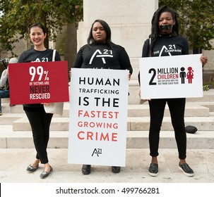 London, UK. 15th October 2016. EDITORIAL - The A21 Campaign Protest Rally In Central London, A Global Event To Raise Awareness & Funds, For The Fight Against Human Trafficking And Slavery. 