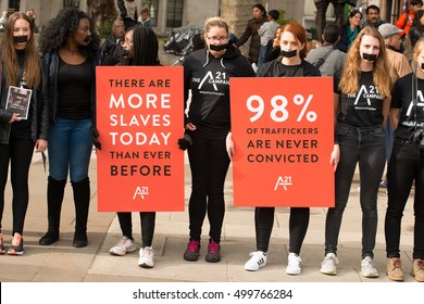 London, UK. 15th October 2016. EDITORIAL - The A21 Campaign Protest Rally In Central London, A Global Event To Raise Awareness & Funds, For The Fight Against Human Trafficking And Slavery. 