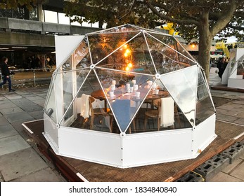 LONDON / UK - 16 OCTOBER 2020: Igloo Restaurant Bubble Pop-up For Coronavirus Dining