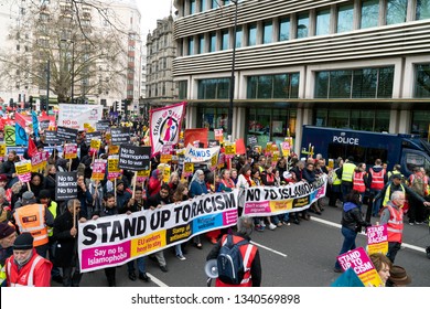 London, UK. 16th Feb, 2019. Protestors Hold Banner 