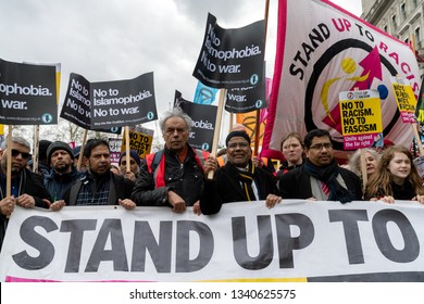 London, UK. 16th Feb, 2019. People Come Together To Protest Against Far-right Groups In UK And Europe. Muslim Community With Banners 