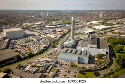 LONDON, UK - 17 MAY 2018: London Energy EcoPark Waste-to-energy Power Station And Incinerator And Surrounding Industrial Estate In Edmonton, North London.